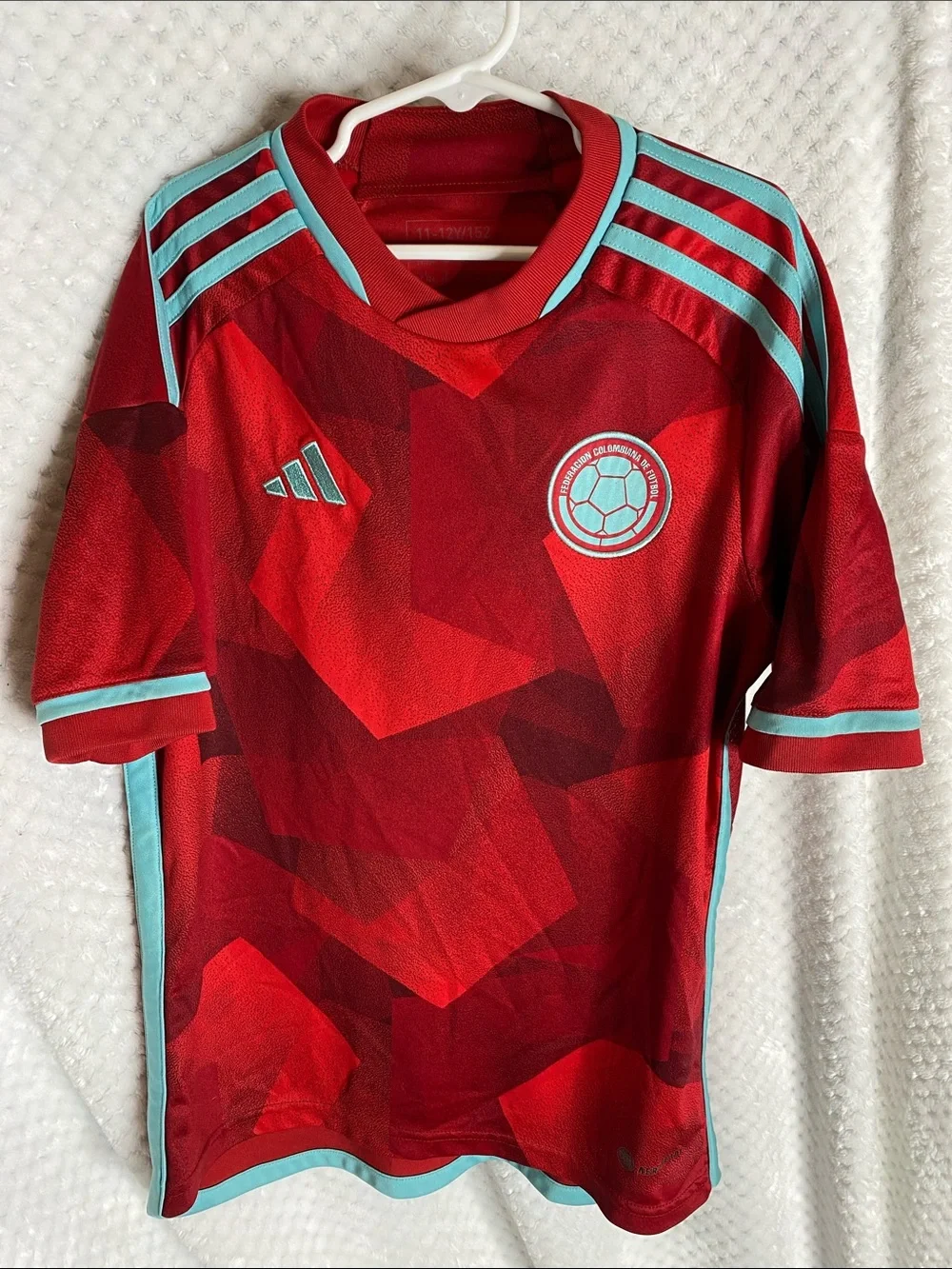 adidas Columbia Red and Teal Kids Soccer Jersey